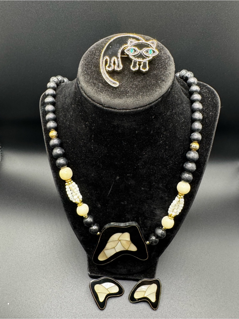 Vintage Lee Sands Free-form Necklace & Earring Set with Brooch